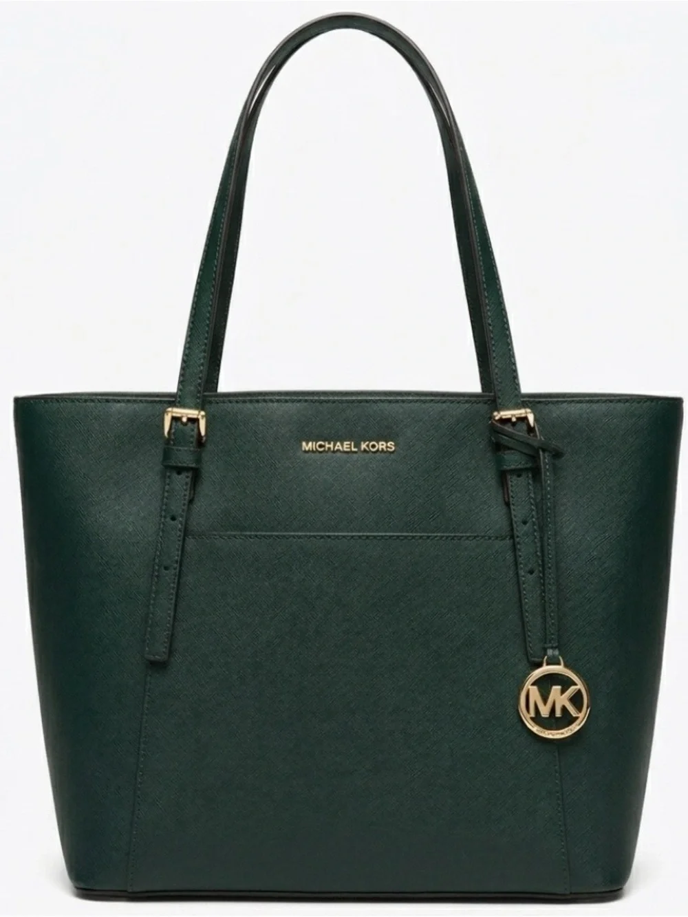 MICHAEL KORS Charlotte Large Tote Racing Green Saffiano Leather Adjustable Strap - Picture 3 of 11